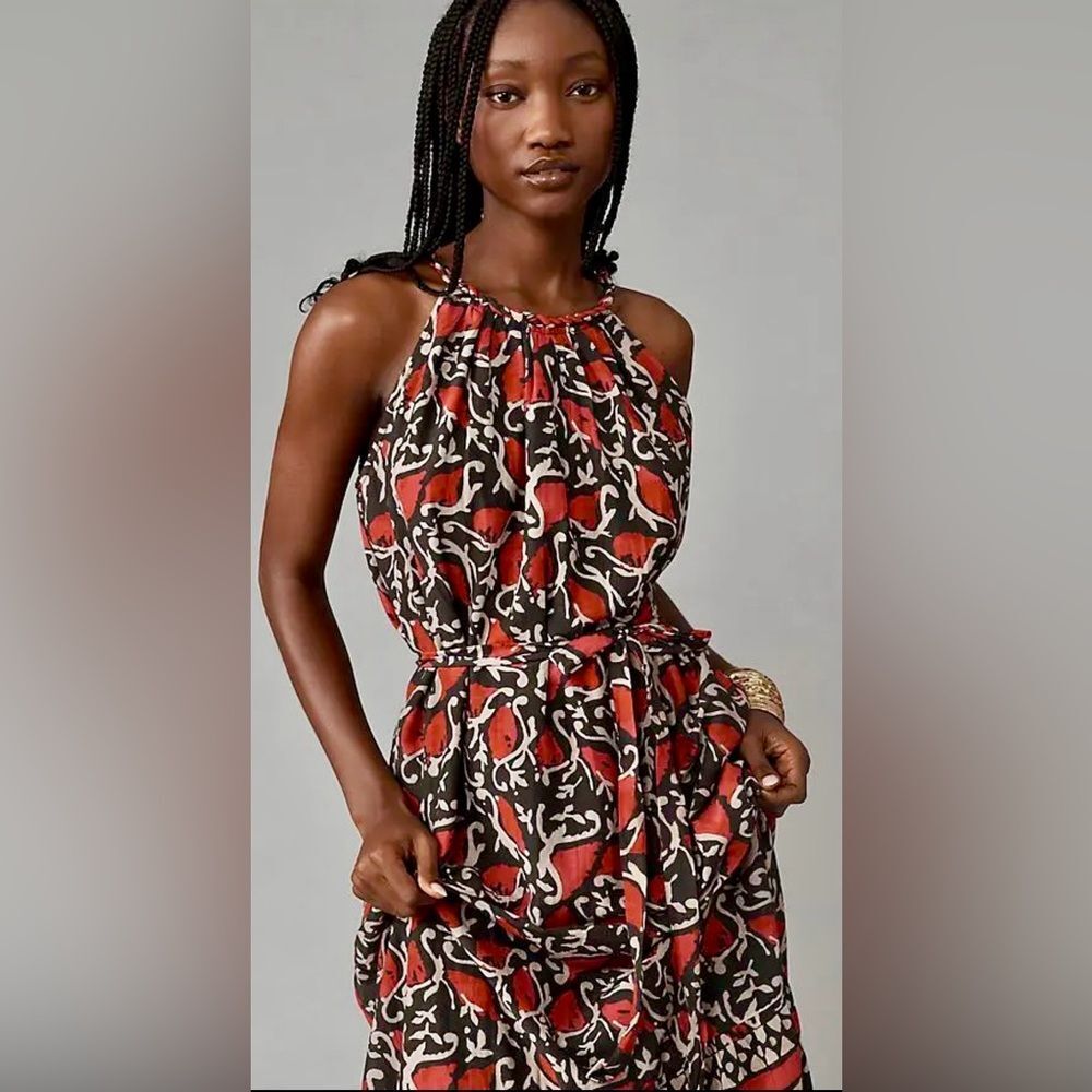 Anthropologie Velvet by Graham & Spencer Ghaita Braided Trim Maxi